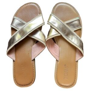 Toms VIV Specchio Slide Sandals GOLD Size 8.5